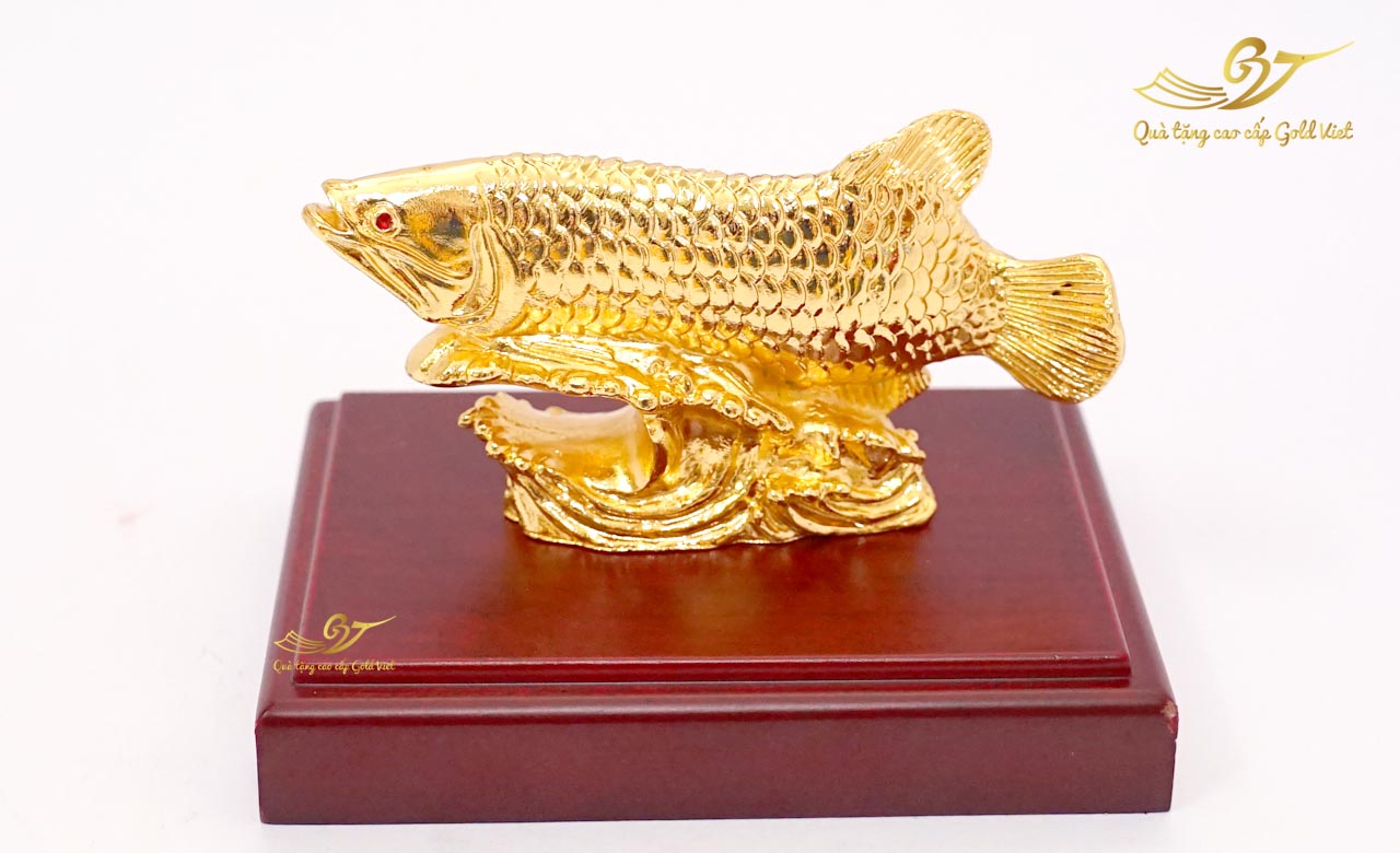 Quà tặng cao cấp - Tượng cá rồng mạ vàng 