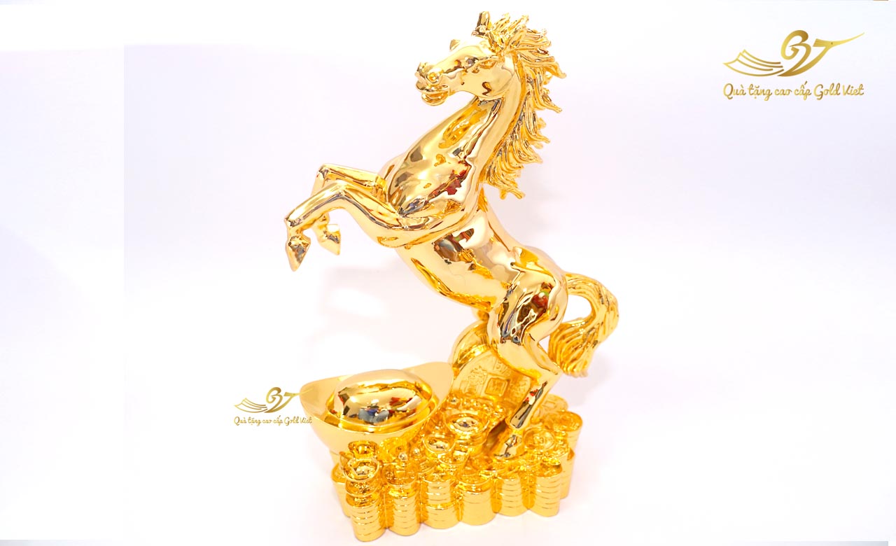 Tượng ngựa phong thuỷ mạ vàng 24k - Cỡ đại