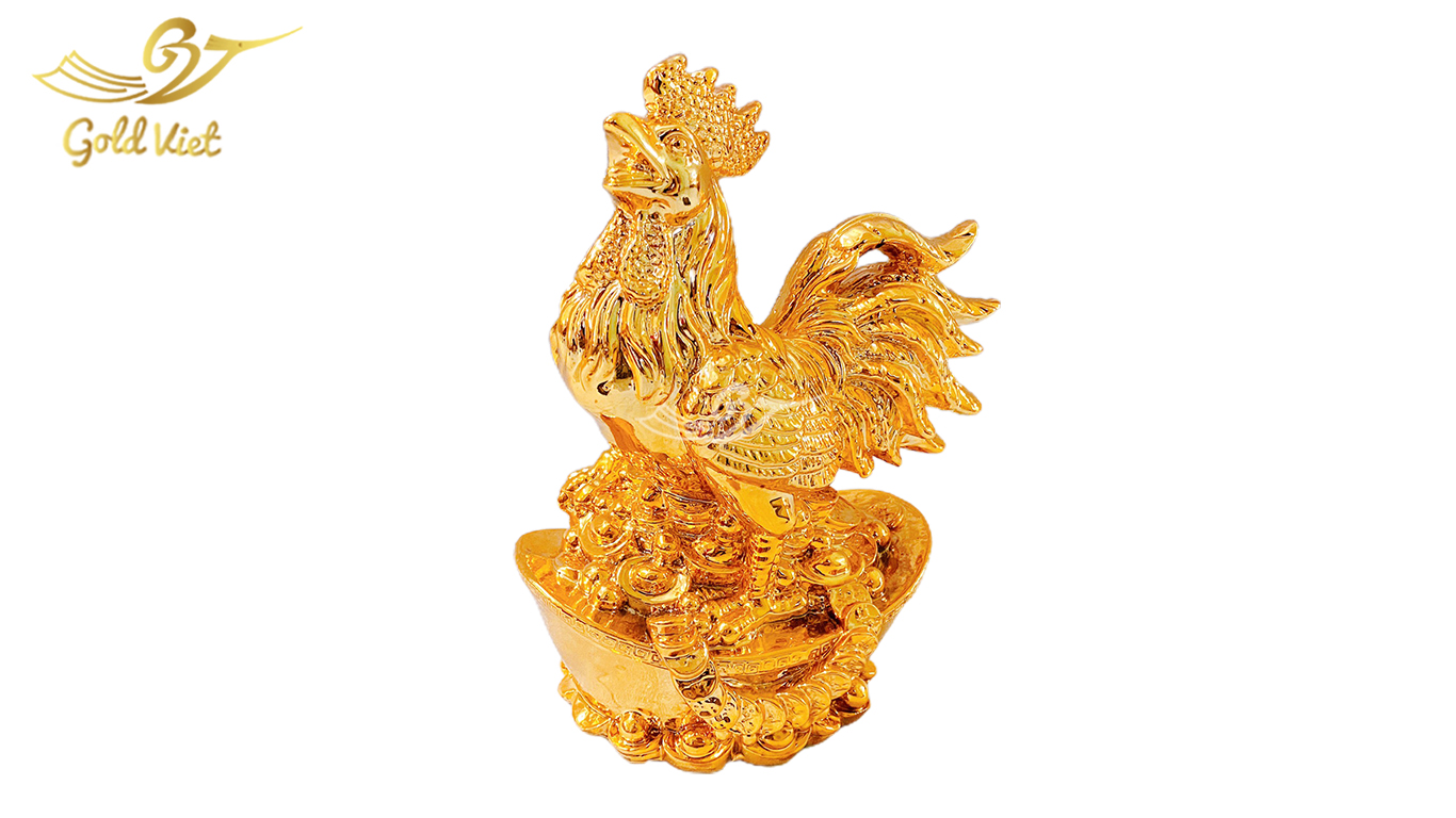 Hướng dẫn cách bài trí tượng gà phong thuỷ mạ vàng 24k