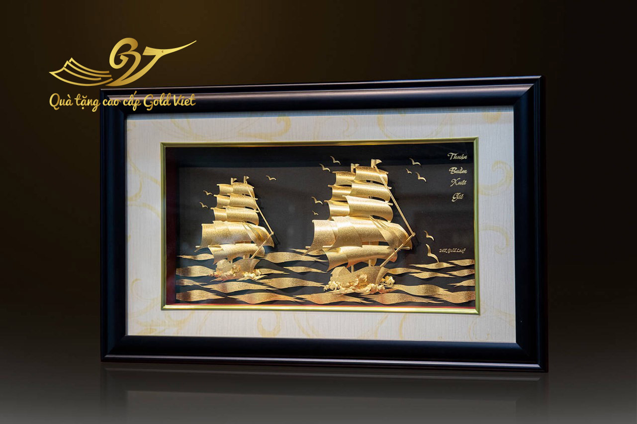 Tranh thuyền buồm mạ vàng 36x58 cm
